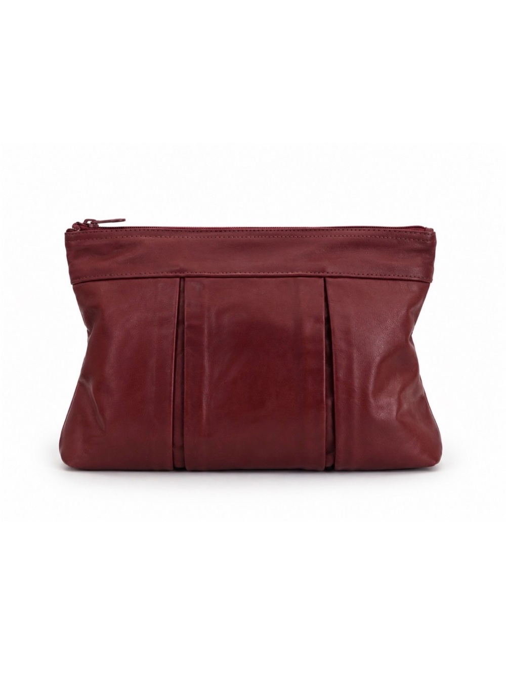 ♥️ Vintage Leather Clutch in Deep Wine Brick Red Burgundy Travel Accessories Bag